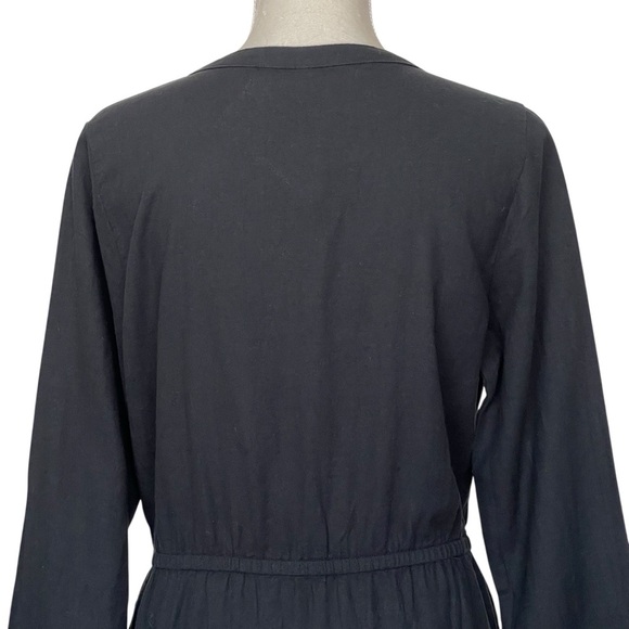 Pact Woven Crepe Organic Cotton Black Dress Women’s Size M Tie Drawcord Waist - Picture 6 of 9
